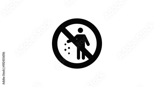 No littering prohibition icon ,clean awareness warning icon , 4 k ,no littering traffic style sign