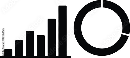 Collection of black and white business and finance icons