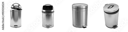 Photos Collection of modern stainless steel trash cans and metal dustbins with pedals a
