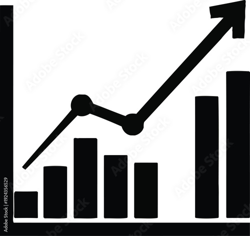 Increasing trend line graph with arrow