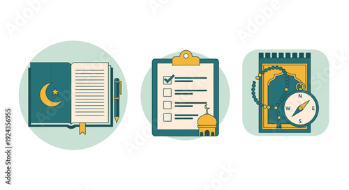 Illustration of a notebook, checklist, and calendar icons representing planning and organization from a top-down viewpoint