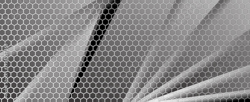 grey modern design with hexagonal pattern, layered paper sheet, corporate template for your business, vector abstract widescreen background