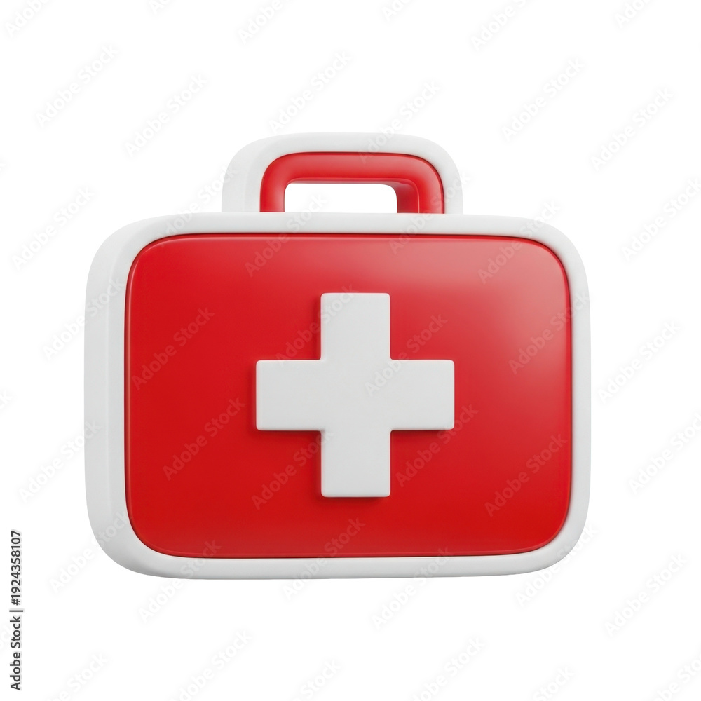 Fototapeta premium Red first aid kit with cross symbol