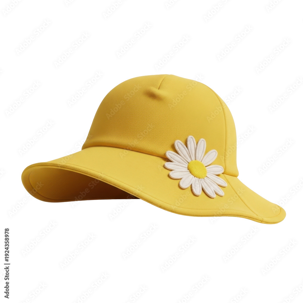 Fototapeta premium Yellow sun hat with daisy