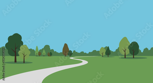 Minimal park pathway landscape with copy space vector