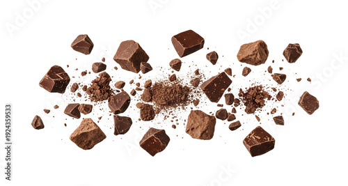 Chocolate Pieces and Cocoa Powder Explosion