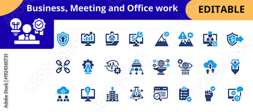 Corporate Business Management And Office Work Icon Collection