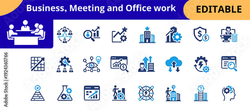 Corporate Office Analytics And Finance Vector Icon Collection