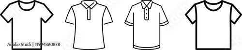 T shirt polo icon set vector. Man polo t shirt symbol. vector illustration. Shirt icon logo in stroke lines collection, T shirt icon outlines - vector simple illustration Clean T-shirt laundry care,