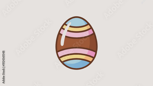 Colorful flat design easter egg with stripes on beige background