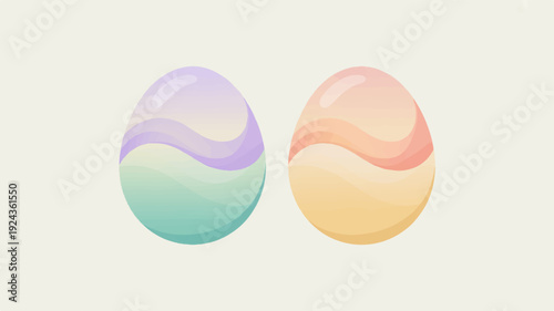 Minimalist icons of two colorful abstract orbs side by side on a plain background