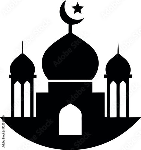 Eid al Fitr mosque silhouette icon design