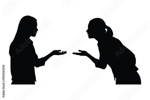 Two women in silhouette having a discussion