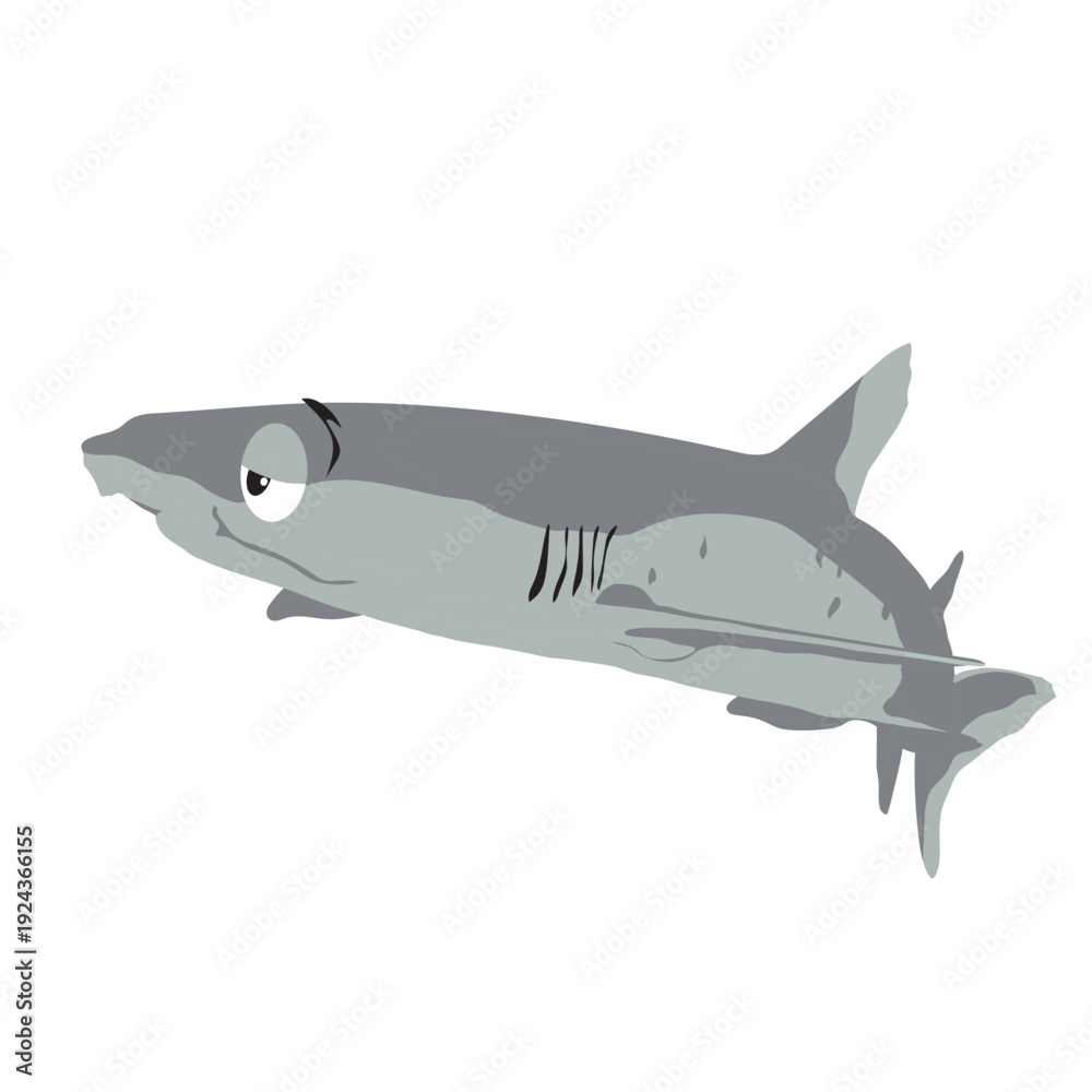 Fototapeta premium Whitetip Shark Cartoon Drawing - Editable EPS