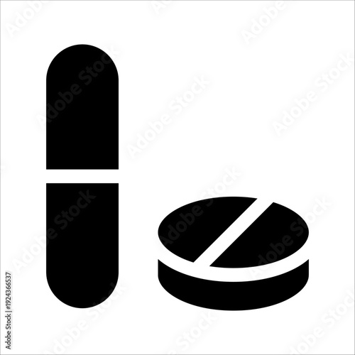 pill Icon. Symbol isolated white background. vector illustration. color editable.