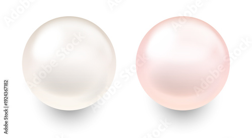 上品な輝きを放つパール（白・ピンク）のベクターセット