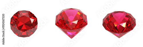 Fotografi Fantasy game ruby gem isolated on white background no shadow, RPG red crystal ru