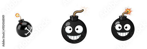 Photos Cartoon style game bomb isolated on white background no shadow, video game explo
