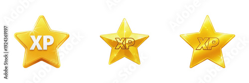 Konstfotografi Game XP star isolated on white background no shadow, RPG experience points icon