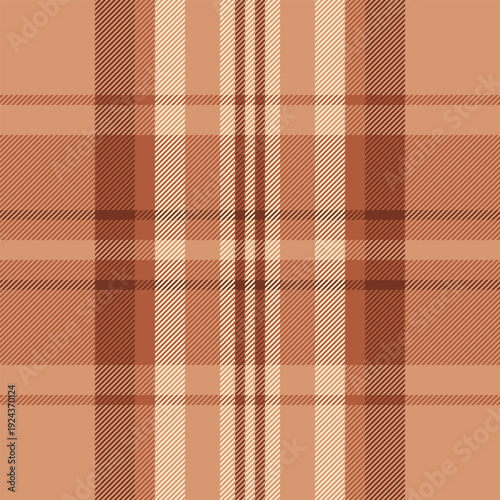 Mesh texture plaid fabric, modern background textile tartan. Hat check seamless vector pattern in orange and red colors.
