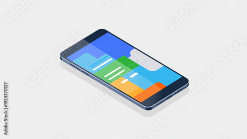 A mobile phone with a blue screen presents a striking and modern visual appeal, combining sleek hardware design with a calm, luminous display.