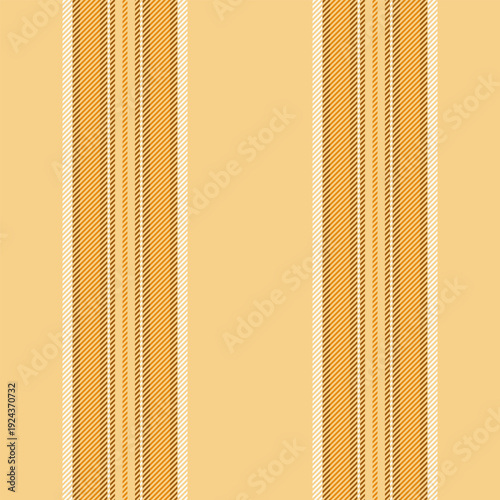Cotton textile background pattern, platform seamless texture lines. Suxurious vector vertical fabric stripe in amber and orange colors.
