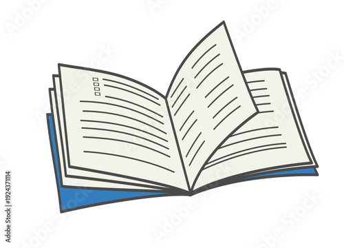 Open notebook with written notes on pages.