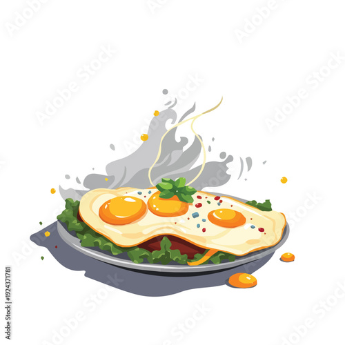 Vector design of boiled eggs and breakfast for advertising and motion graphics