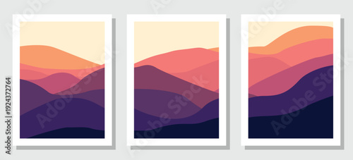 Vibrant mountain landscape with colorful hills at sunset