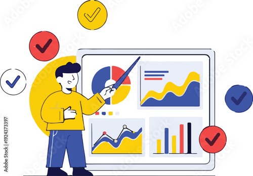 Business analysis vector icon, infographic elements, graphs and charts