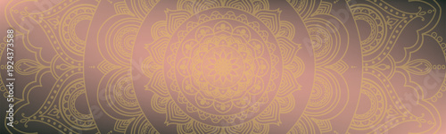 Round mandala on dreamy peach fuzz gradient background. Translucent mesh pattern in the form of a mandala. Mandala with floral patterns. Gradient background with round mandala, New Pattern gradient. M