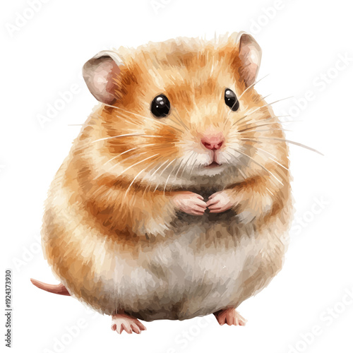 watercolor of Hamster, vector, isolated on a white background.