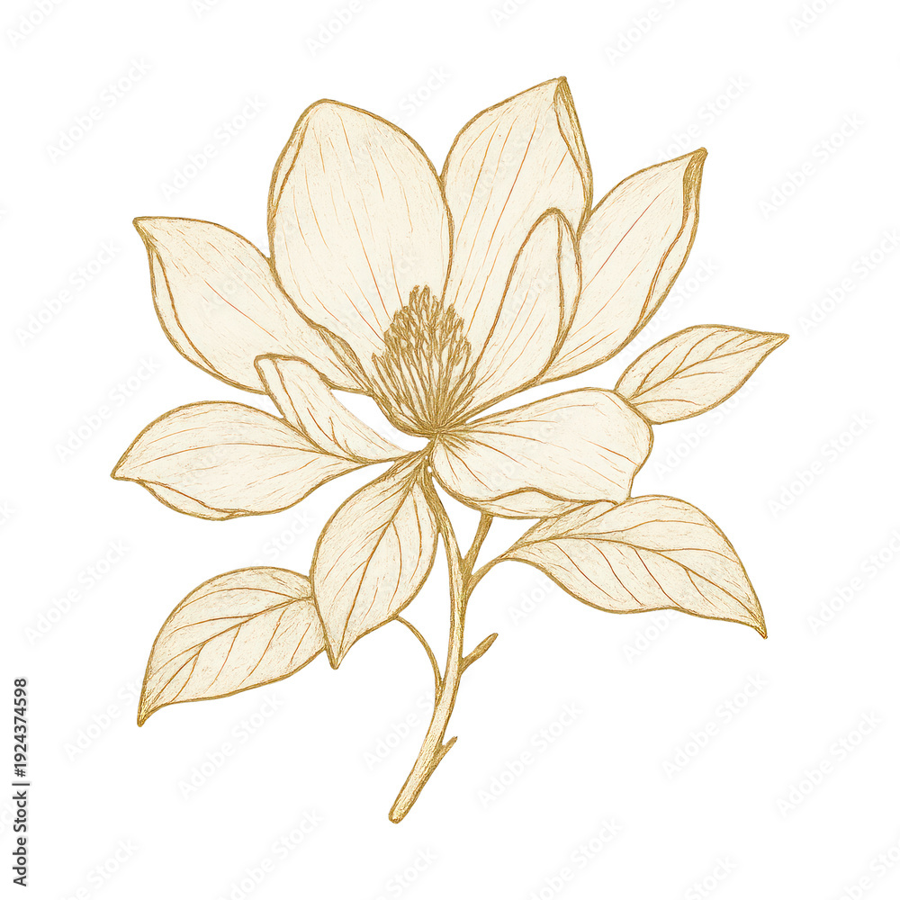 Naklejka premium PNG Elegant golden floral illustration
