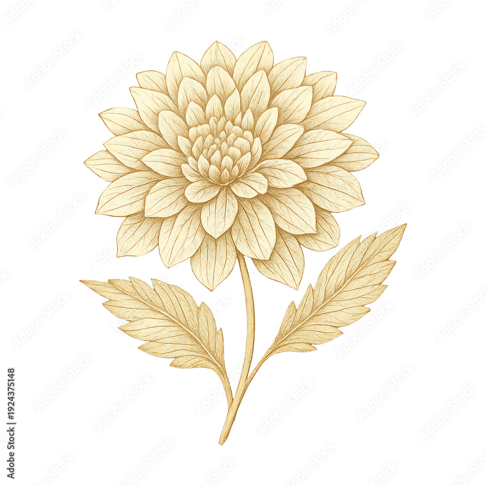 Naklejka premium PNG Elegant golden flower illustration