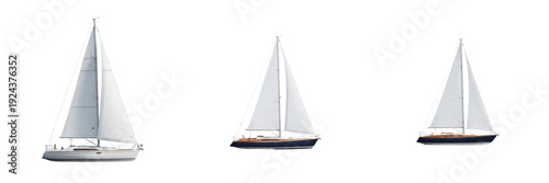 Принти на полотні Sailboat isolated on white background, sloop, cutter, yacht sail vessel, sailing