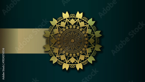Abstract vintage background with ornate golden floral mandala pattern and decorative seamless baroque border design