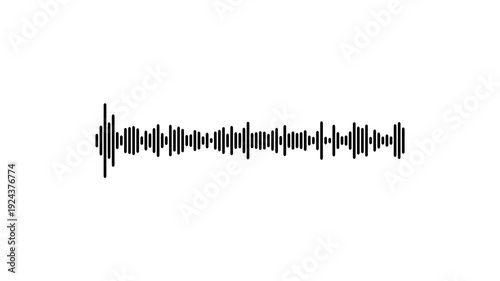 Vibrant cyan sound bar equalizer on white background, pulsating element of sound design for digital studio, animated black audio bar spectrum isolated, musical waves frequency for audio beats.