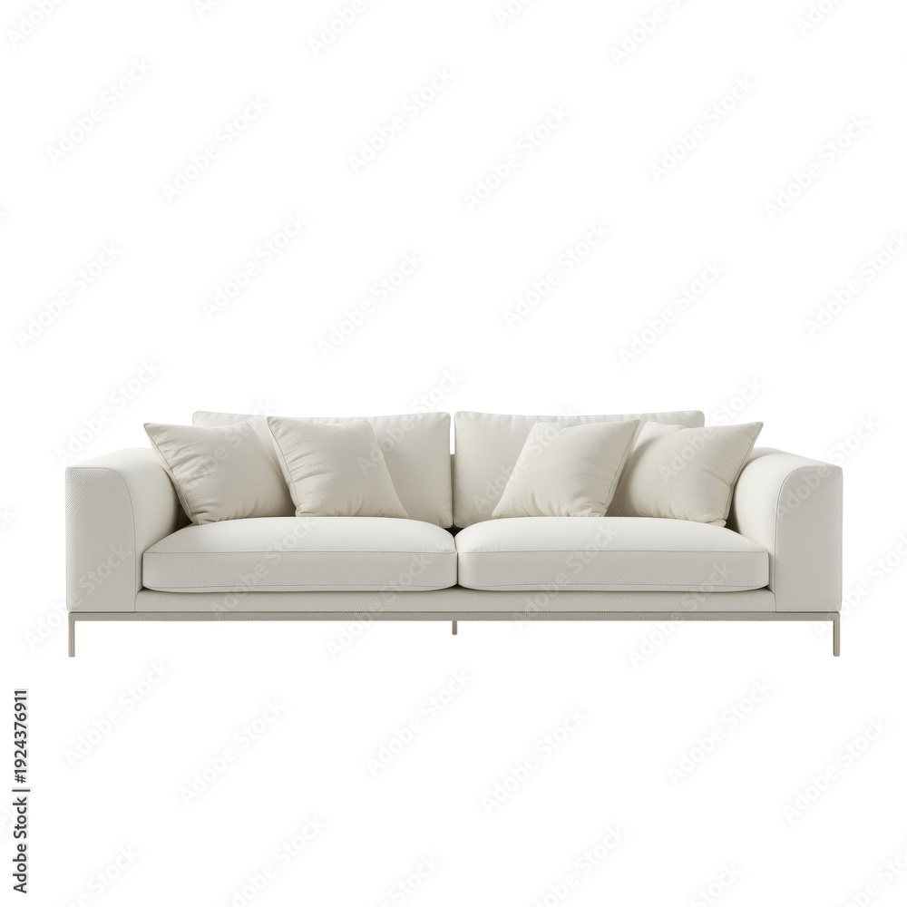 Fototapeta premium Modern White Sofa With Cushions Perfect for Indoor Living Room