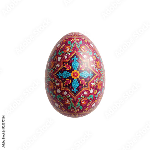 Decorative Egg With Colorful Patterns on Display for Cultural Celebration or ...