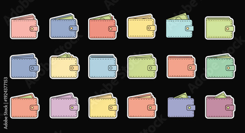 Collection of color-coded file folders arranged in a grid layout for organization isolated on transparent background, Vector