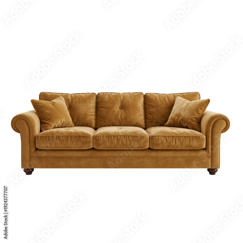 Soft Brown Sofa With Cushions in a Bright Setting for Living Area