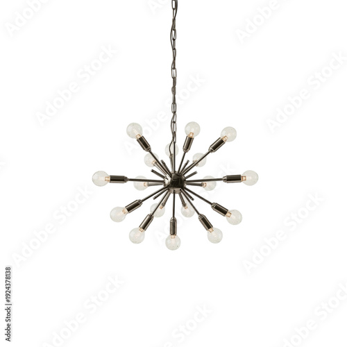Unique Hanging Light Fixture With Multiple Bulbs in a Modern Design Above a Room