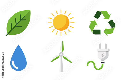 Seamless pattern of green sprouts and recycling symbols on a beige background