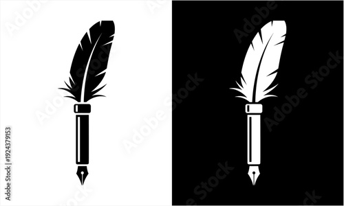 Elegant Quill Pen Icon Set for Writing and Education.
