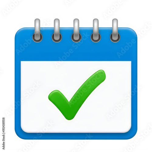 Calendar icon with check mark isolated on a transparent background