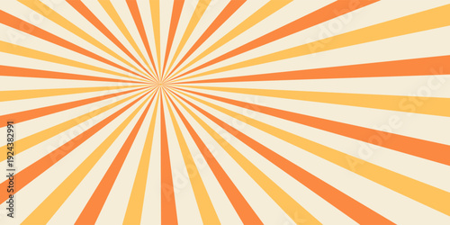Swirling radial ice cream background. Orange groovy vortex spiral twirl. Twirl sunburst psychedelic pattern. Orange lollipop texture. Swirl candy background. Vector illustration.