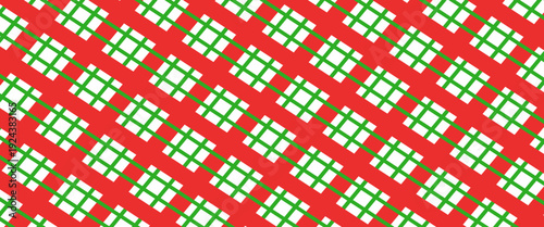 Christmas candy cane striped seamless pattern. Christmas candycane background with red and green stripes. Peppermint caramel diagonal print. Xmas traditional wrapping texture. Vector illustration.