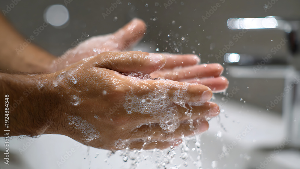 Fototapeta premium Washing Hands with Soap and Water.