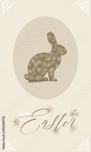Wallpaper Mural Gentle Vintage Easter Card Design with Rabbit Silhouette Illustration Torontodigital.ca