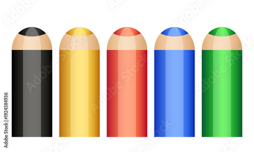 Pencils set. Multicolored cartoon pencils on a white background. Vector clipart.